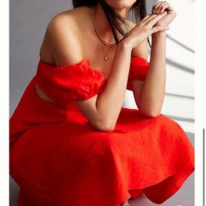 New: Anthropologie Off The Shoulder Midi Dress w Cut Outs. Size 12